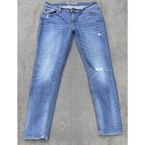 Old Navy Long Boyfriend Jeans Womens 8 Regular Distressed Medium Wash Denim